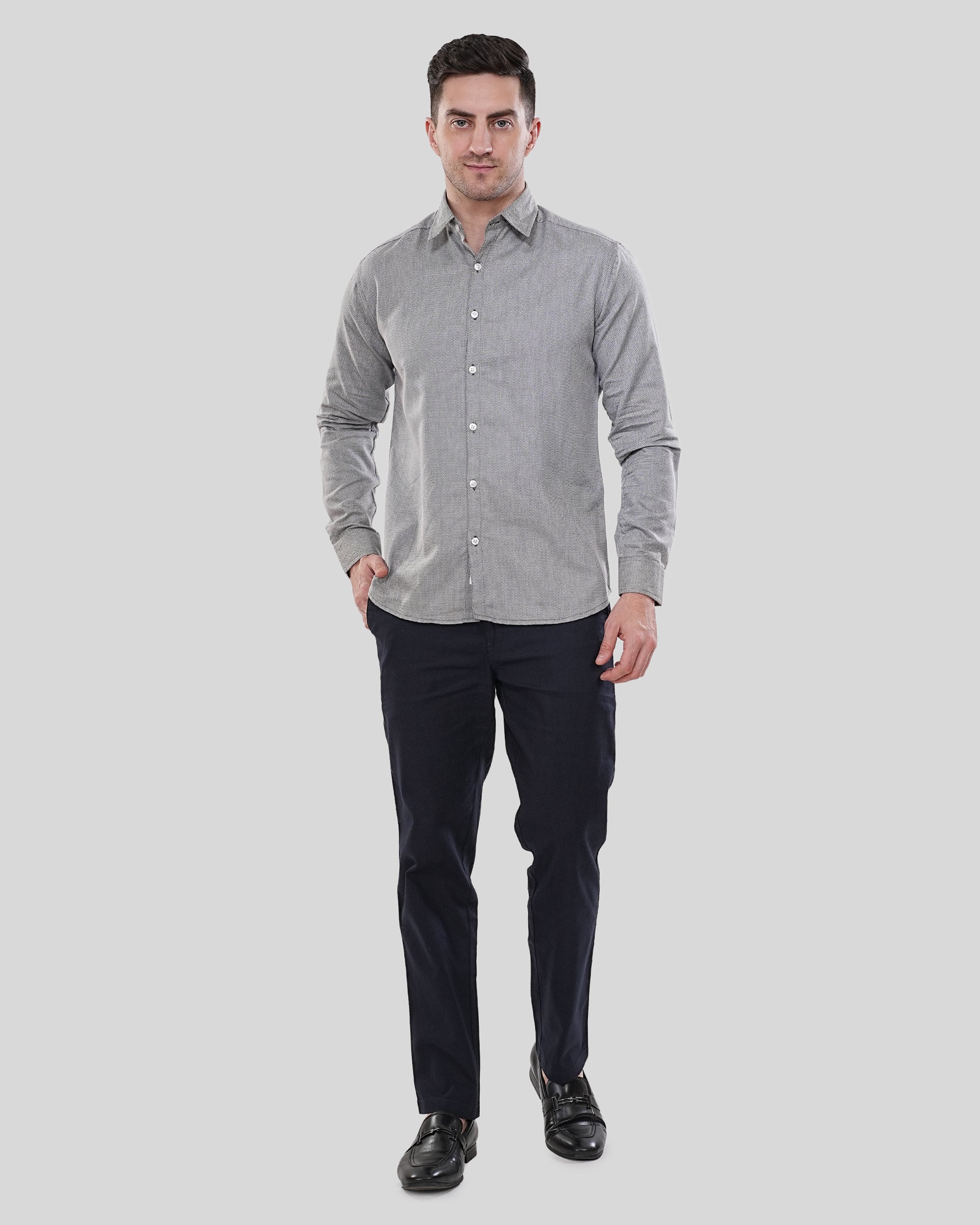 Cool Bee Sterling Charcoal Horizon Tailored Shirt for Men - Charcoal Premium Cotton Shirt India - Lifestyle View