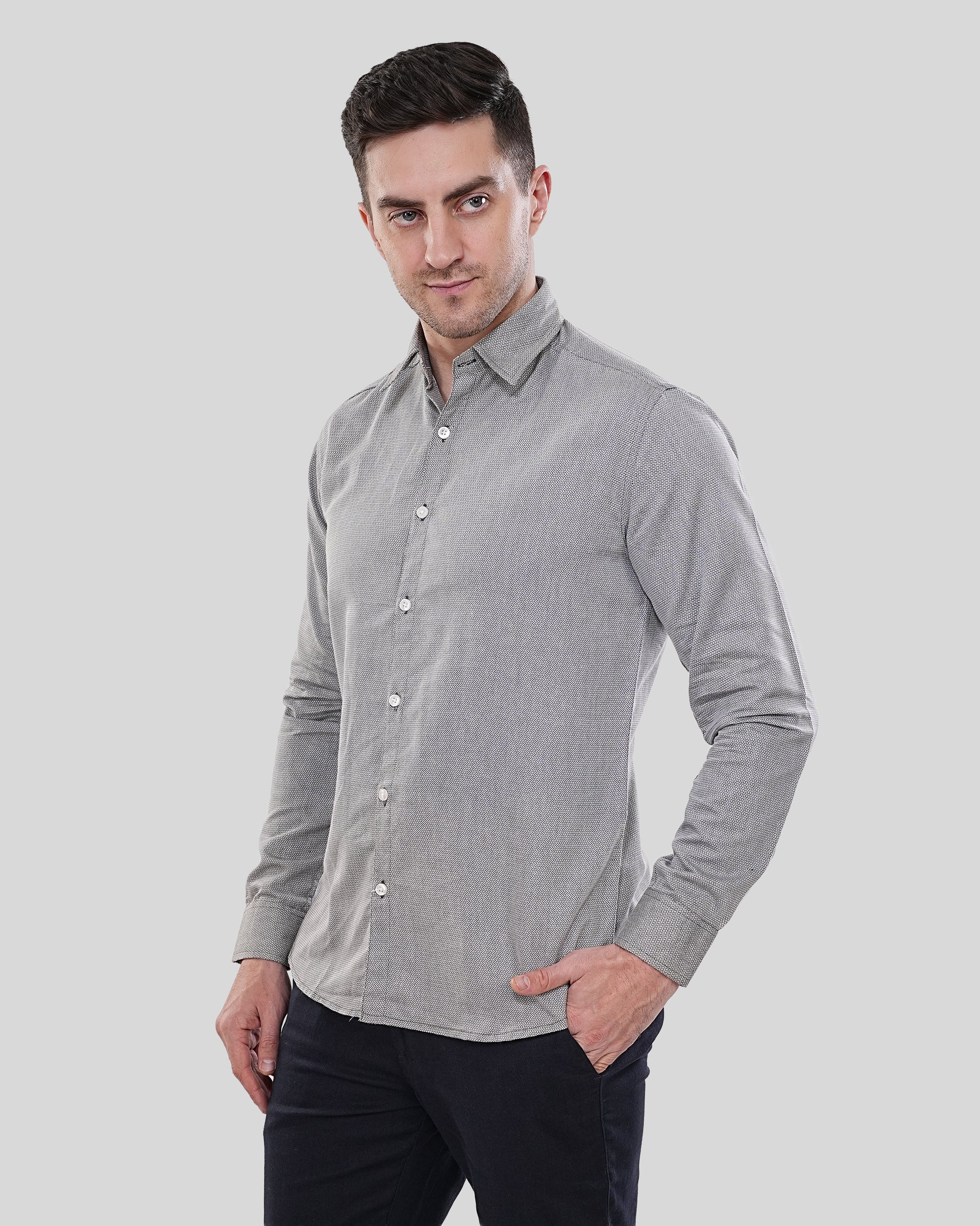 Cool Bee Sterling Charcoal Horizon Tailored Shirt for Men - Charcoal Premium Cotton Shirt India - Lifestyle View