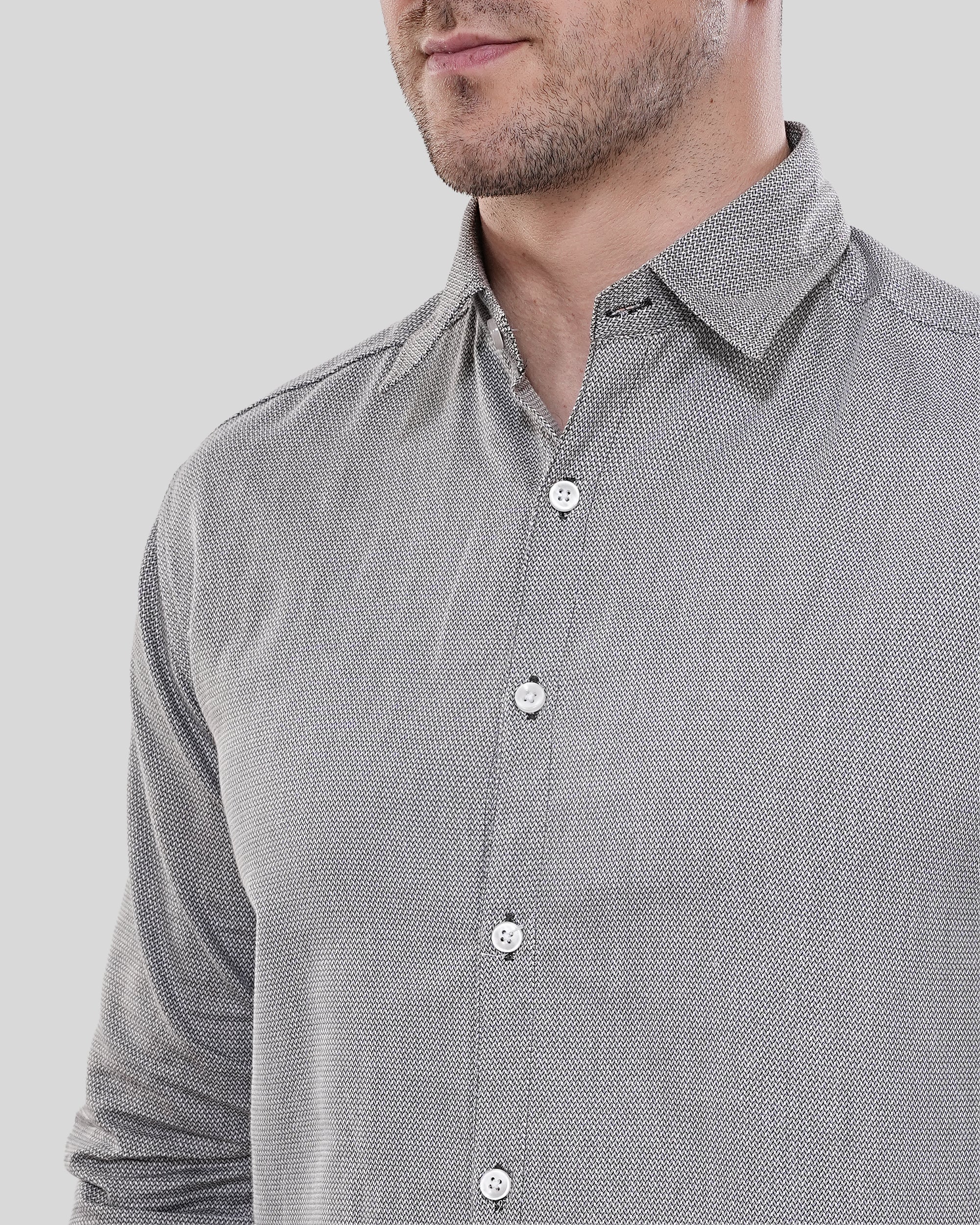Cool Bee Sterling Charcoal Horizon Tailored Shirt for Men - Charcoal Premium Cotton Shirt India - Back View