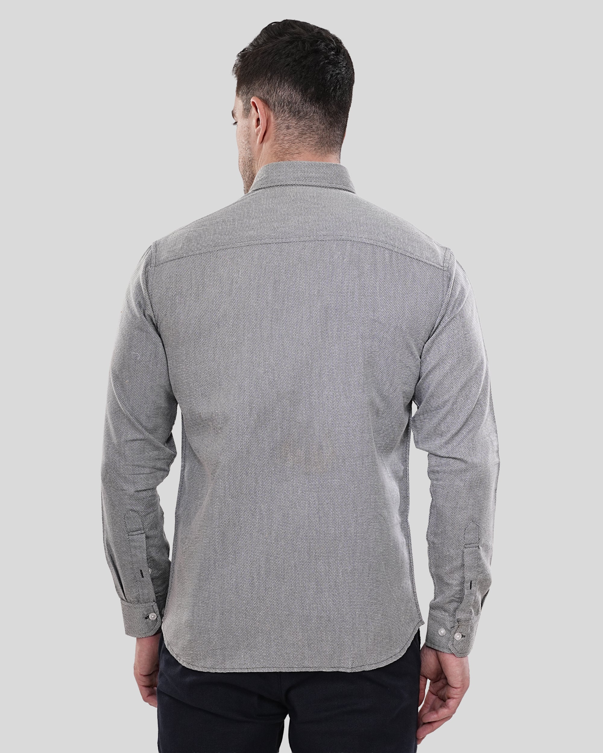 Cool Bee Sterling Charcoal Horizon Tailored Shirt for Men - Charcoal Premium Cotton Shirt India - Detail View