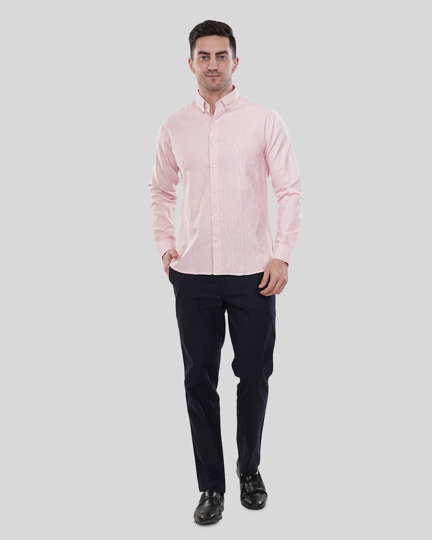Modern Classic Crimson Micro Stripe Oxford Shirt