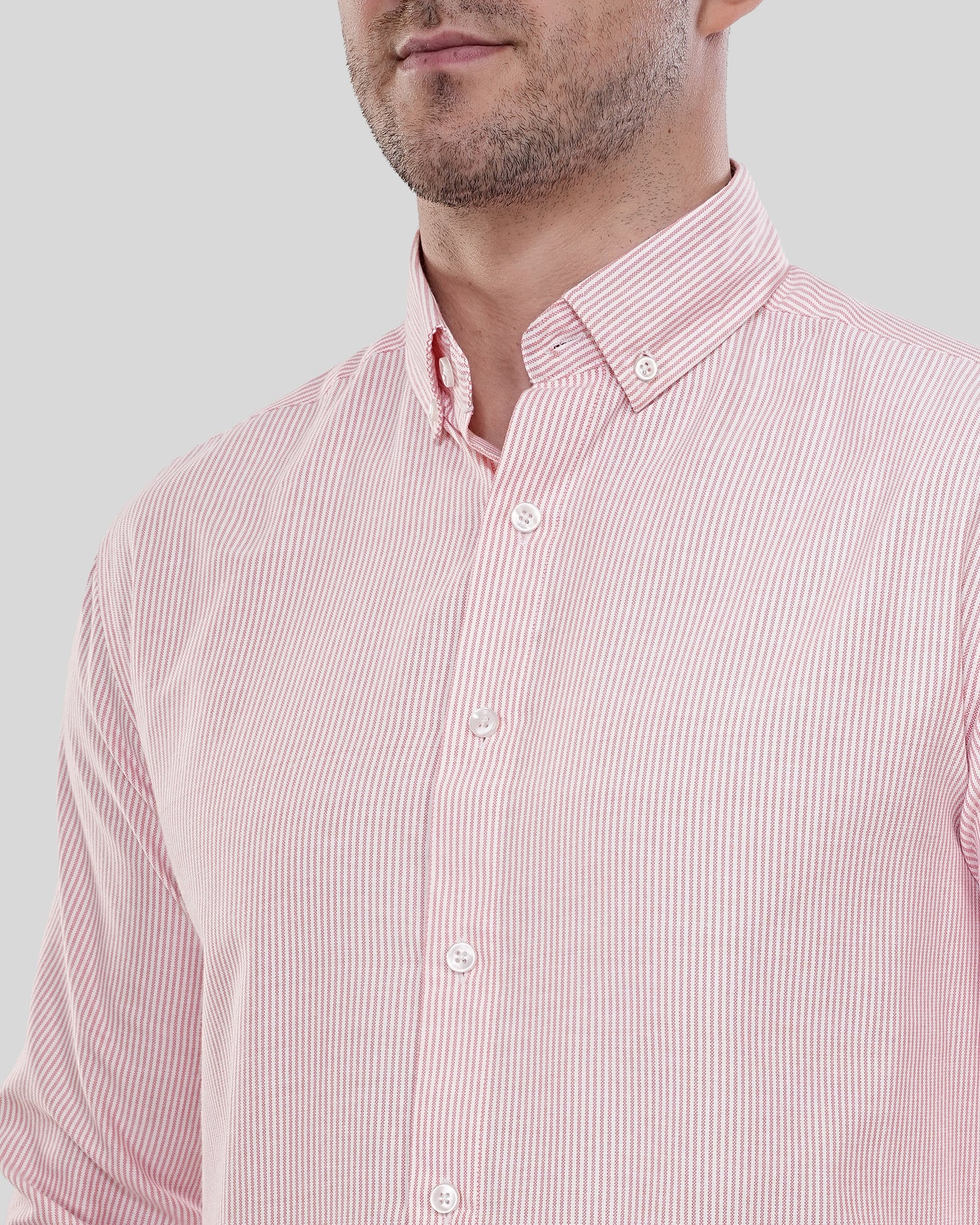 Modern Classic Crimson Micro Stripe Oxford Shirt