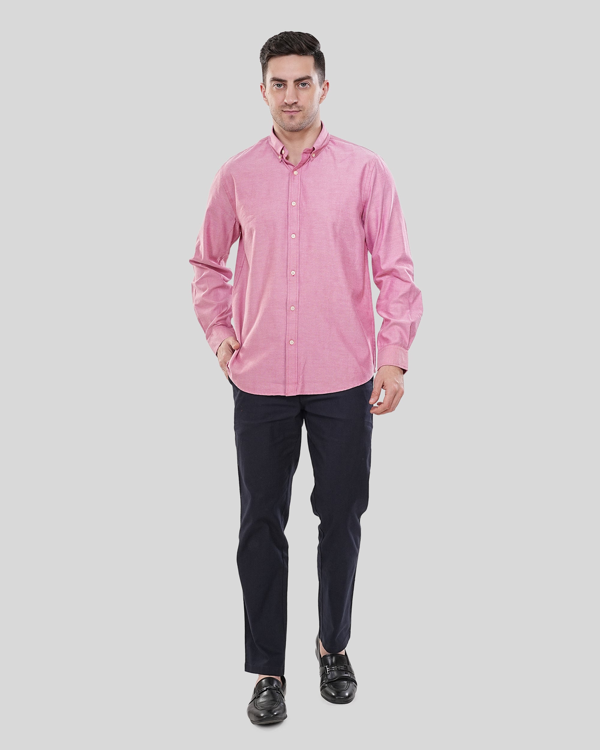 Cool Bee Urban Pulse Rosewood Solid Oxford Shirt for Men - White Premium Cotton Shirt India - Lifestyle View