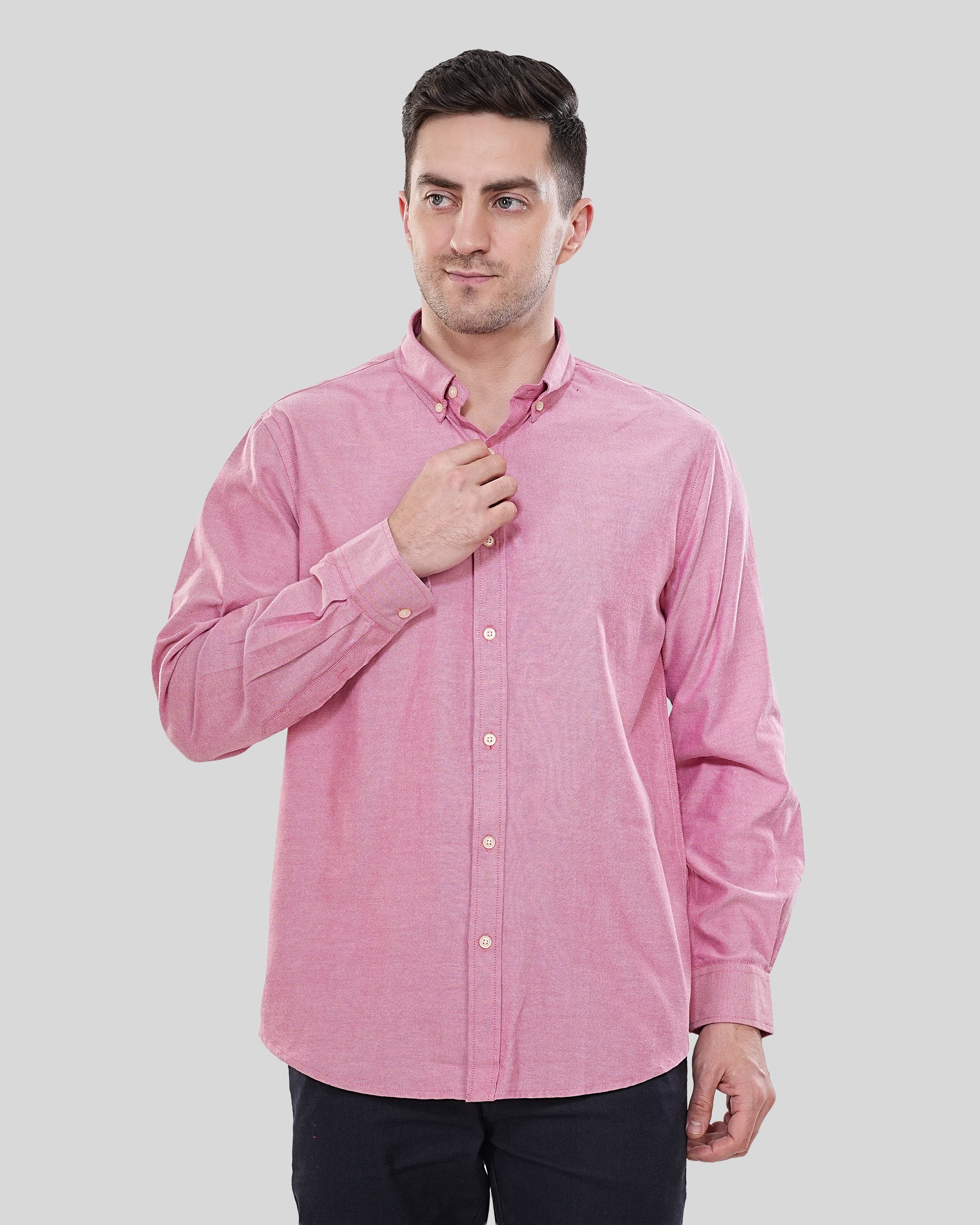 Cool Bee Urban Pulse Rosewood Solid Oxford Shirt for Men - White Premium Cotton Shirt India