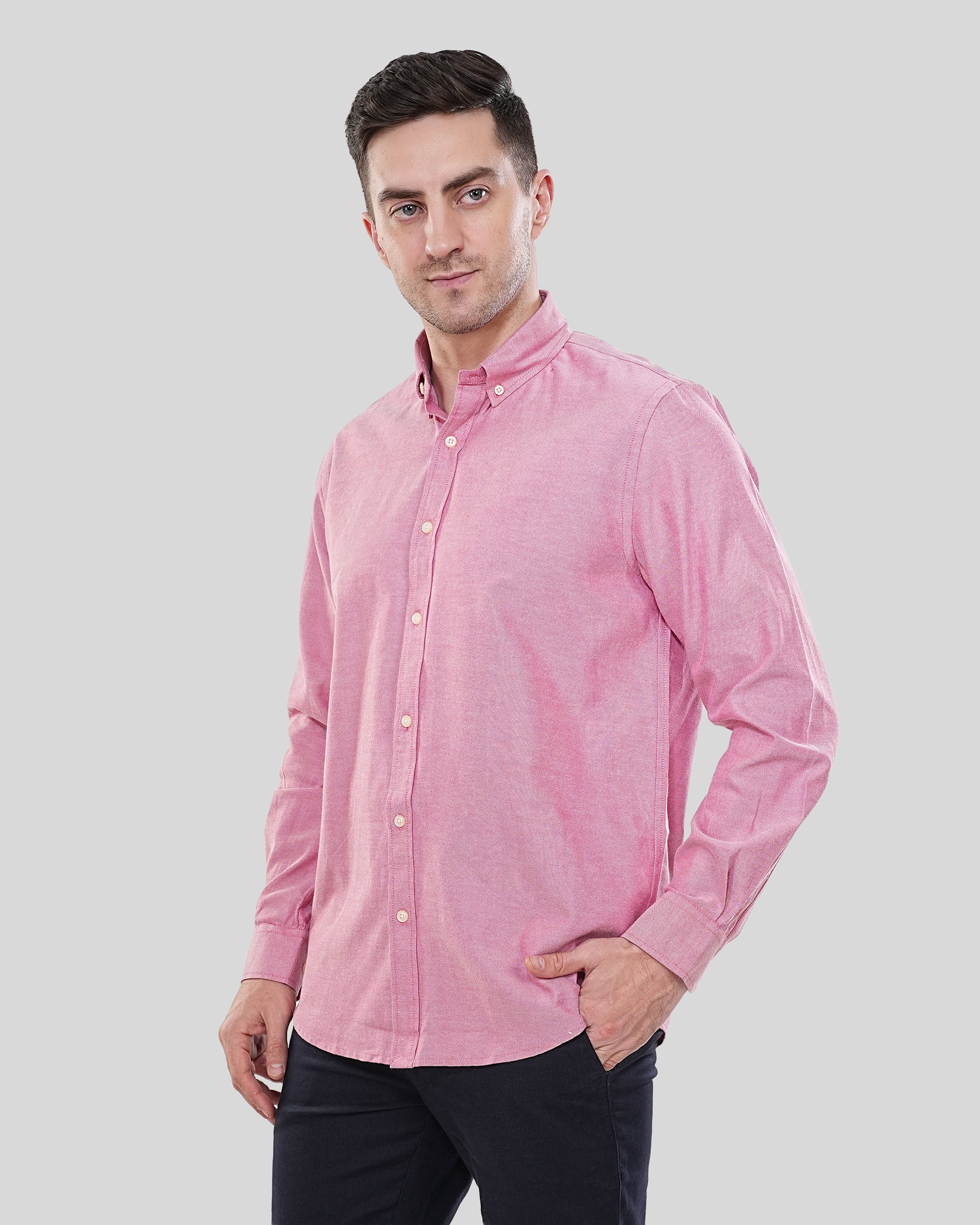 Cool Bee Urban Pulse Rosewood Solid Oxford Shirt for Men - White Premium Cotton Shirt India - Lifestyle View