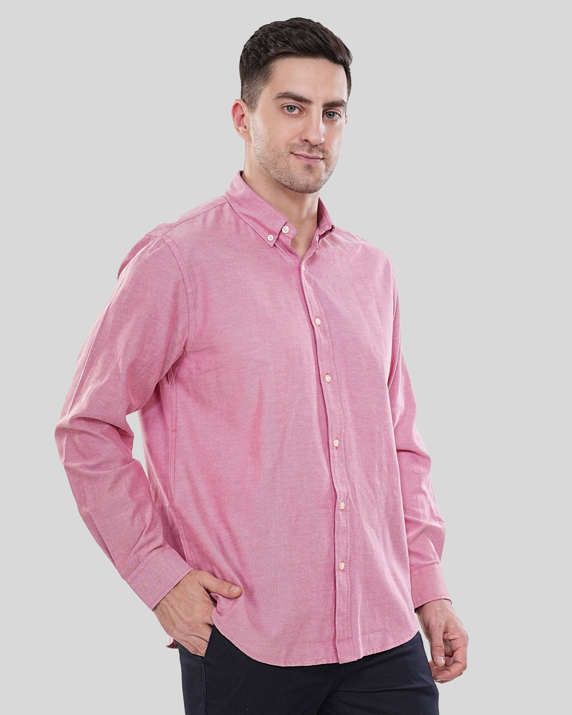 Cool Bee Urban Pulse Rosewood Solid Oxford Shirt for Men - White Premium Cotton Shirt India - Lifestyle View
