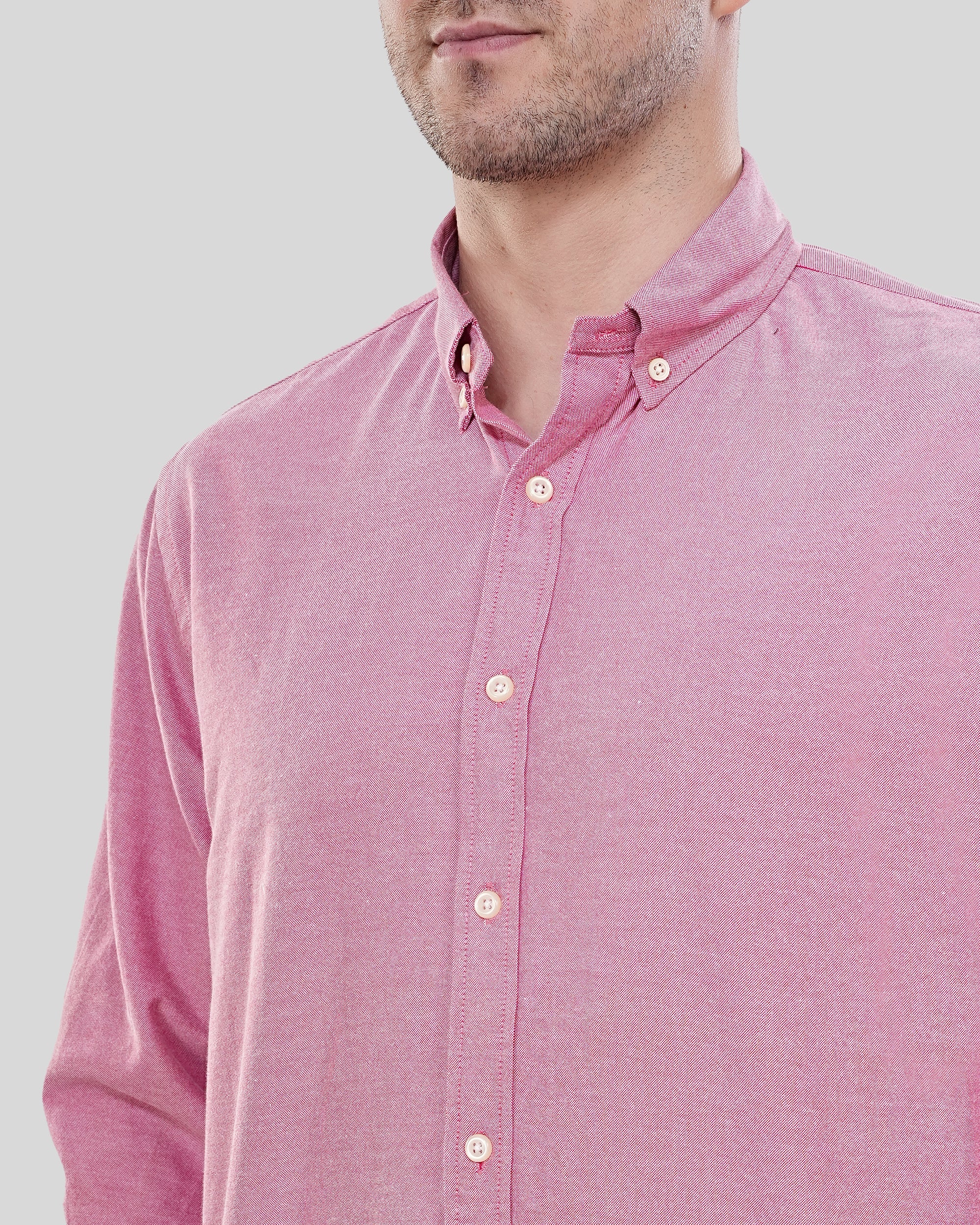 Cool Bee Urban Pulse Rosewood Solid Oxford Shirt for Men - White Premium Cotton Shirt India - Back View