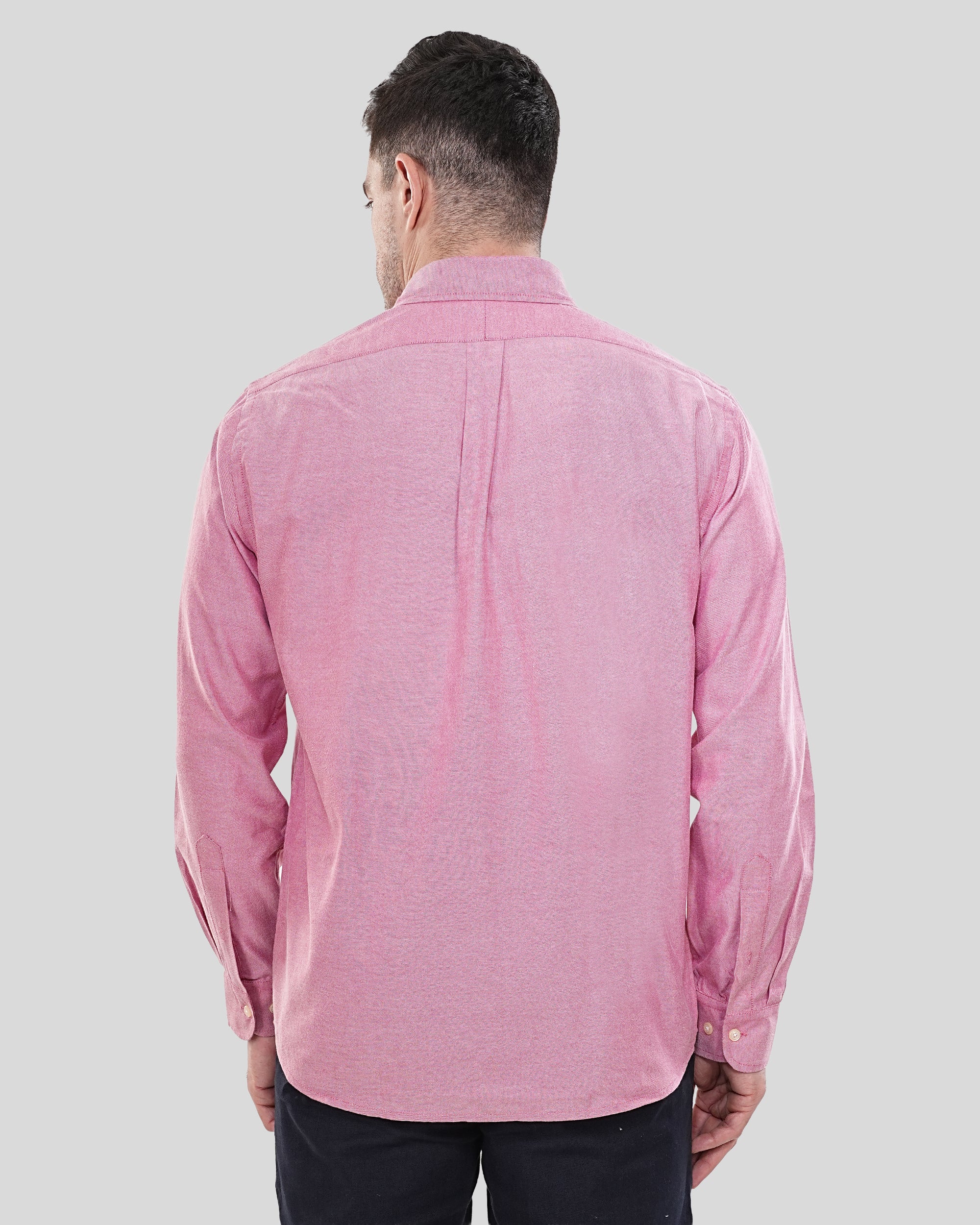 Cool Bee Urban Pulse Rosewood Solid Oxford Shirt for Men - White Premium Cotton Shirt India - Detail View