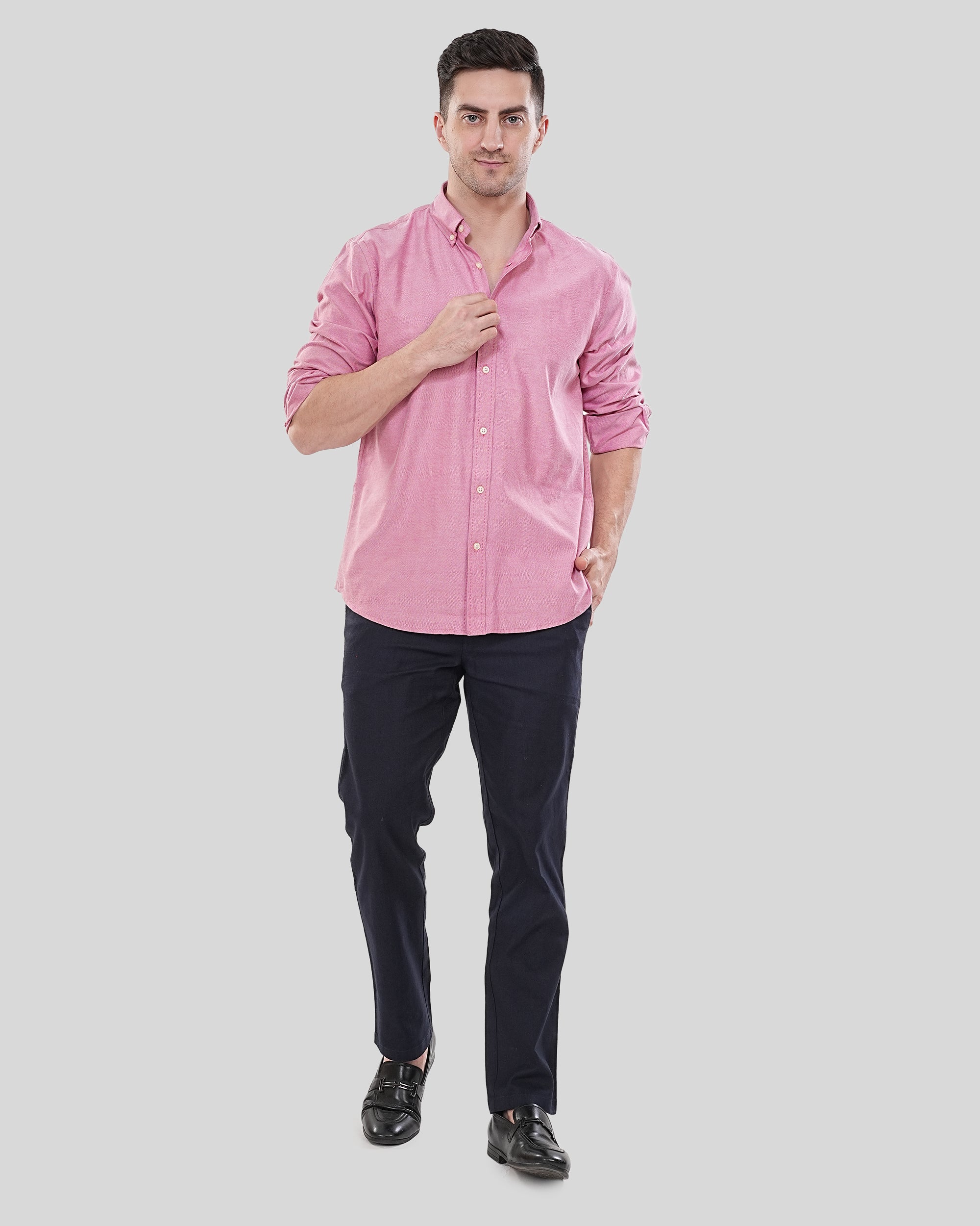 Cool Bee Urban Pulse Rosewood Solid Oxford Shirt for Men - White Premium Cotton Shirt India - Lifestyle View