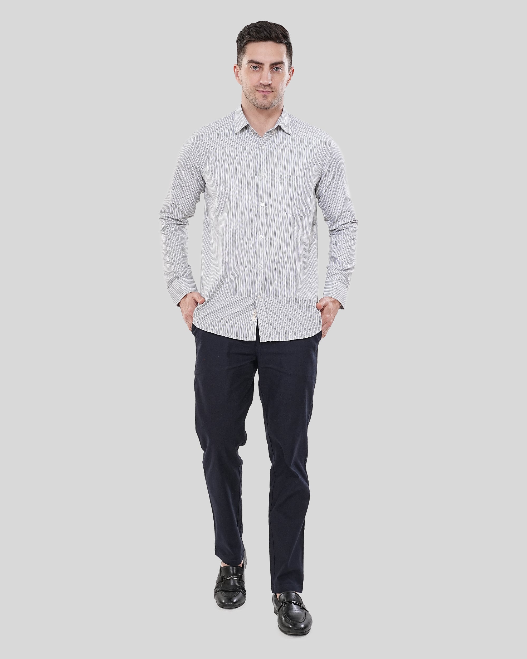 Cool Bee Essential Luxe Dusty Rose Textured Oxford Shirt for Men - White Premium Cotton Shirt India - Lifestyle View