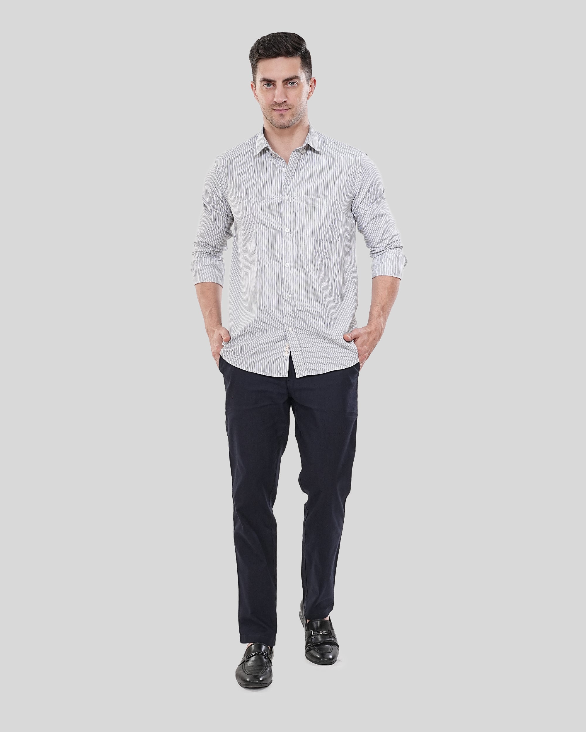 Cool Bee Essential Luxe Dusty Rose Textured Oxford Shirt for Men - White Premium Cotton Shirt India - Lifestyle View