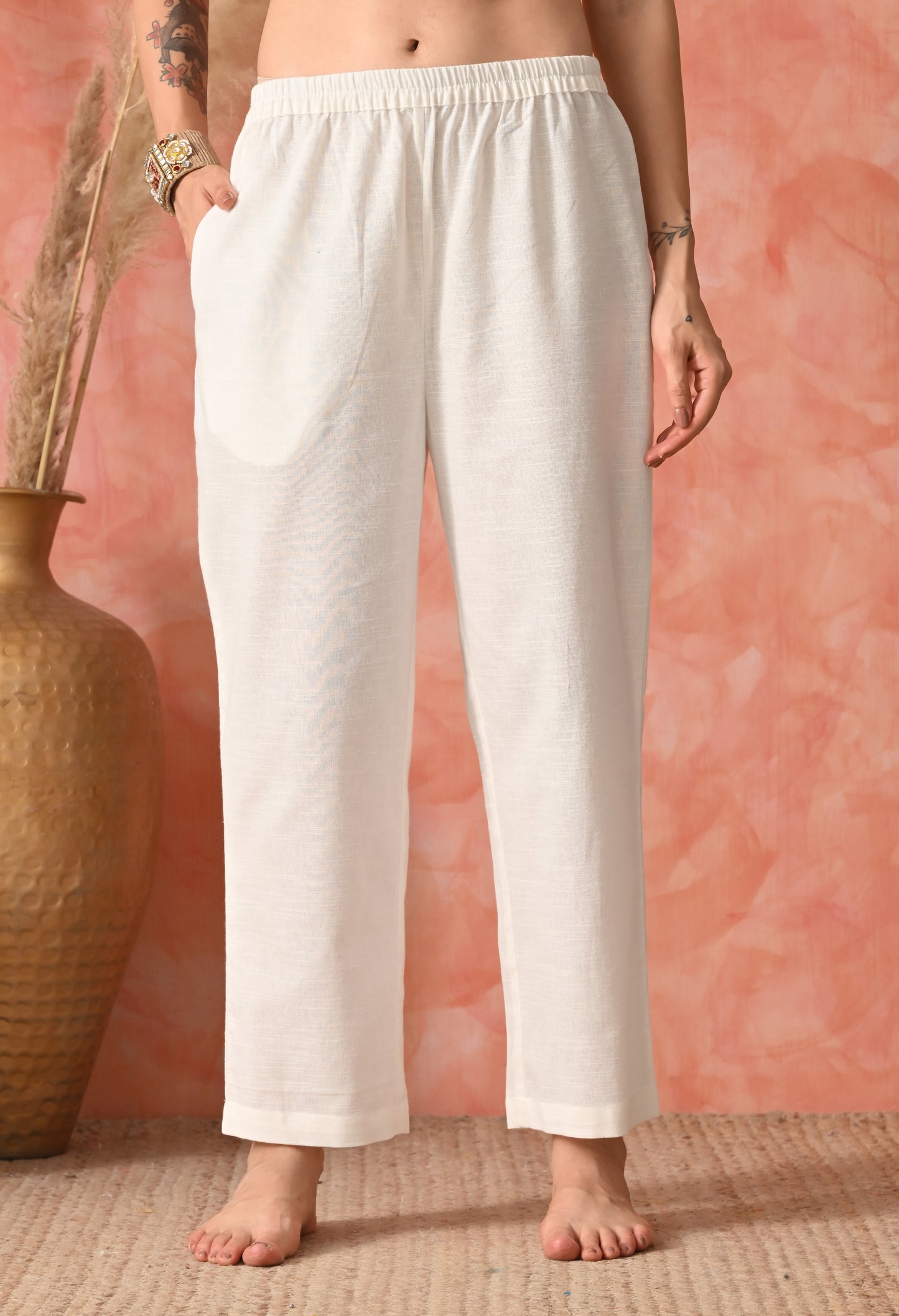 Rose Quartz Radiance: Hand-Embroidered Chikankari Kurta Set