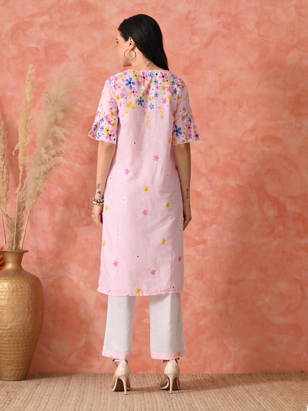 Emerald Vines: Teal Chikankari Kurta Set