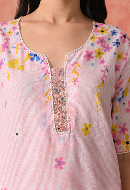 Emerald Vines: Teal Chikankari Kurta Set