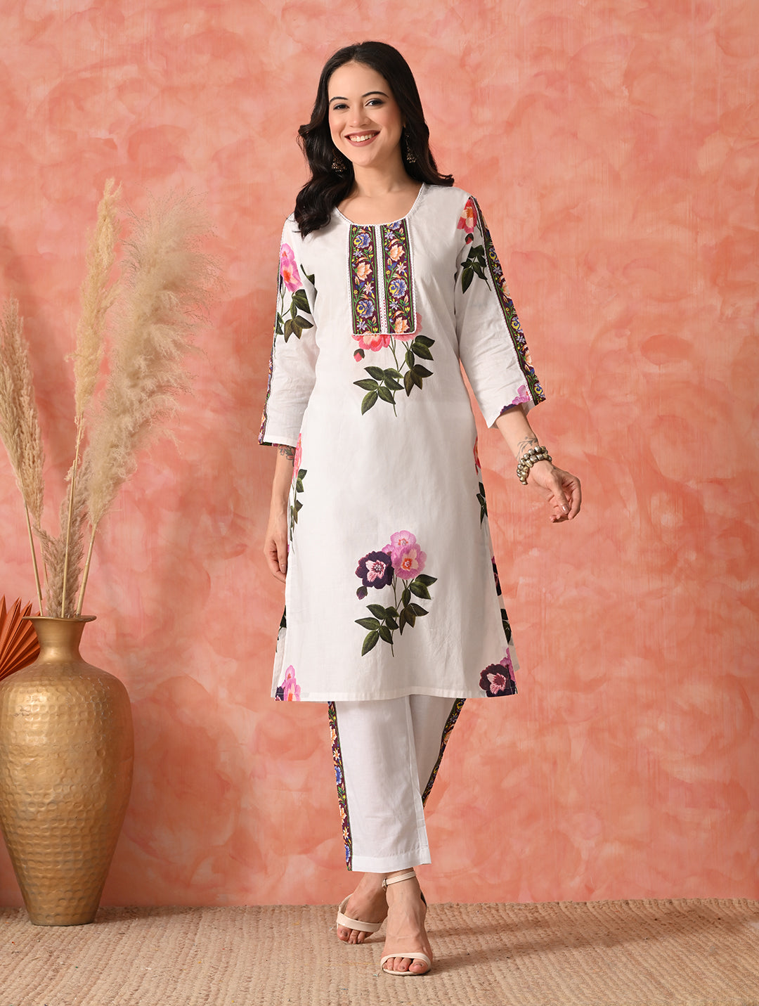 Lavender Luxe: Hand-Embroidered Chikankari Kurta Set
