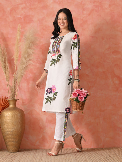 Lavender Luxe: Hand-Embroidered Chikankari Kurta Set