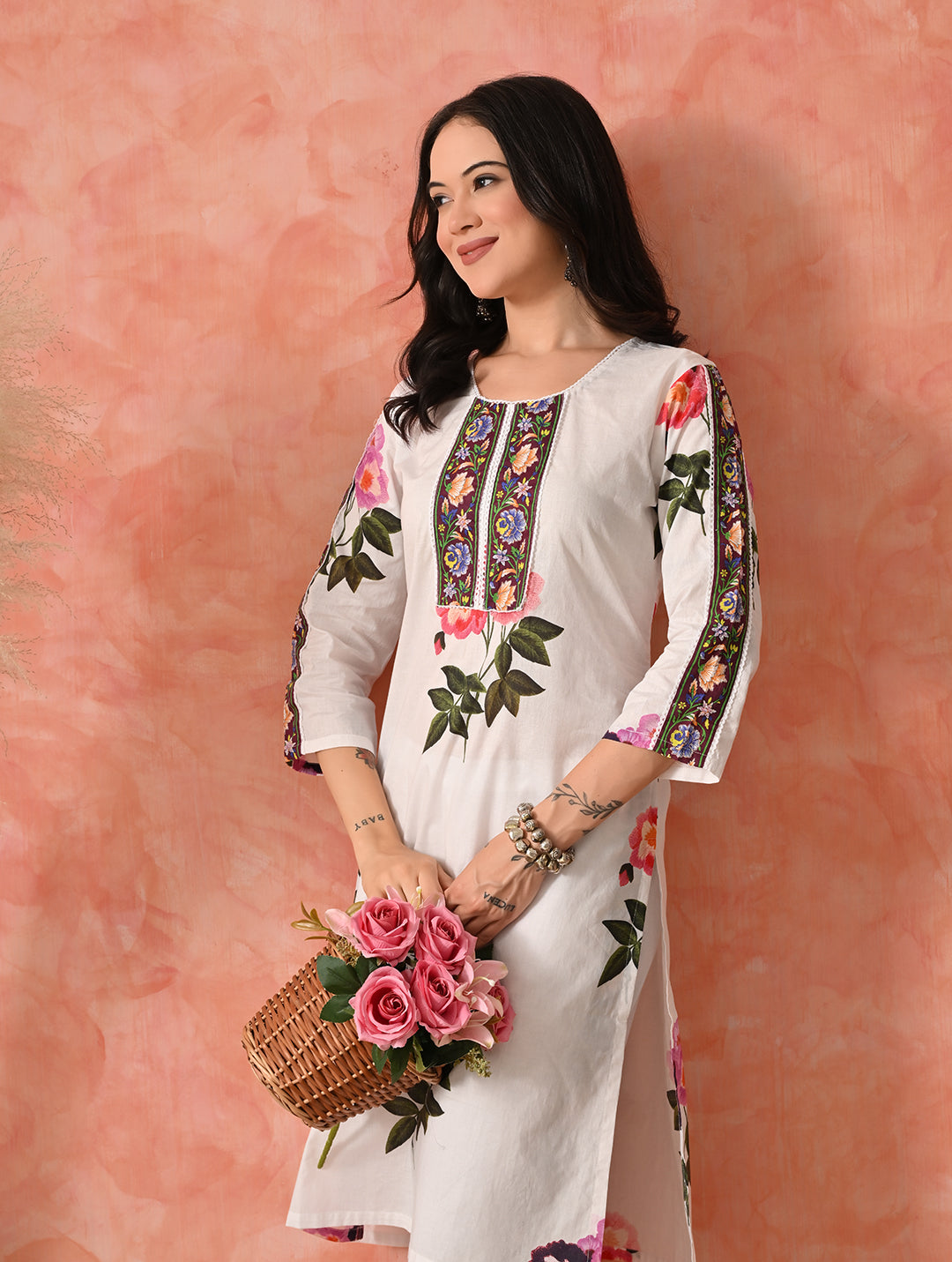 Lavender Luxe: Hand-Embroidered Chikankari Kurta Set