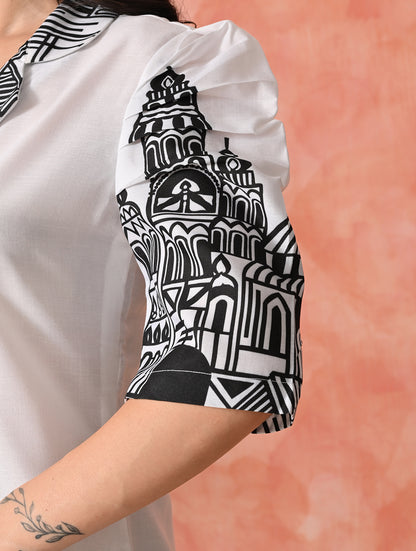 Cerulean Sky: Hand-Embroidered Chikankari Peplum Style Kurta