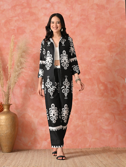 Azure Aura: Floral Fusion Co-ord Set