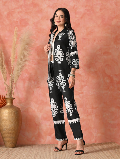 Azure Aura: Floral Fusion Co-ord Set