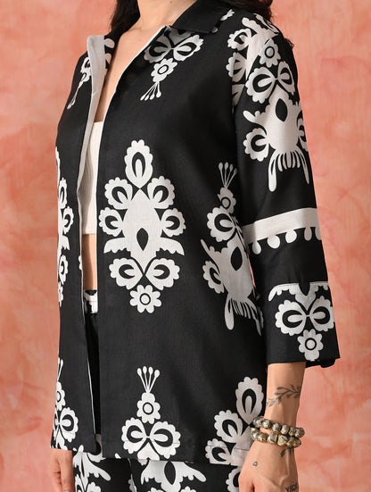 Azure Aura: Floral Fusion Co-ord Set