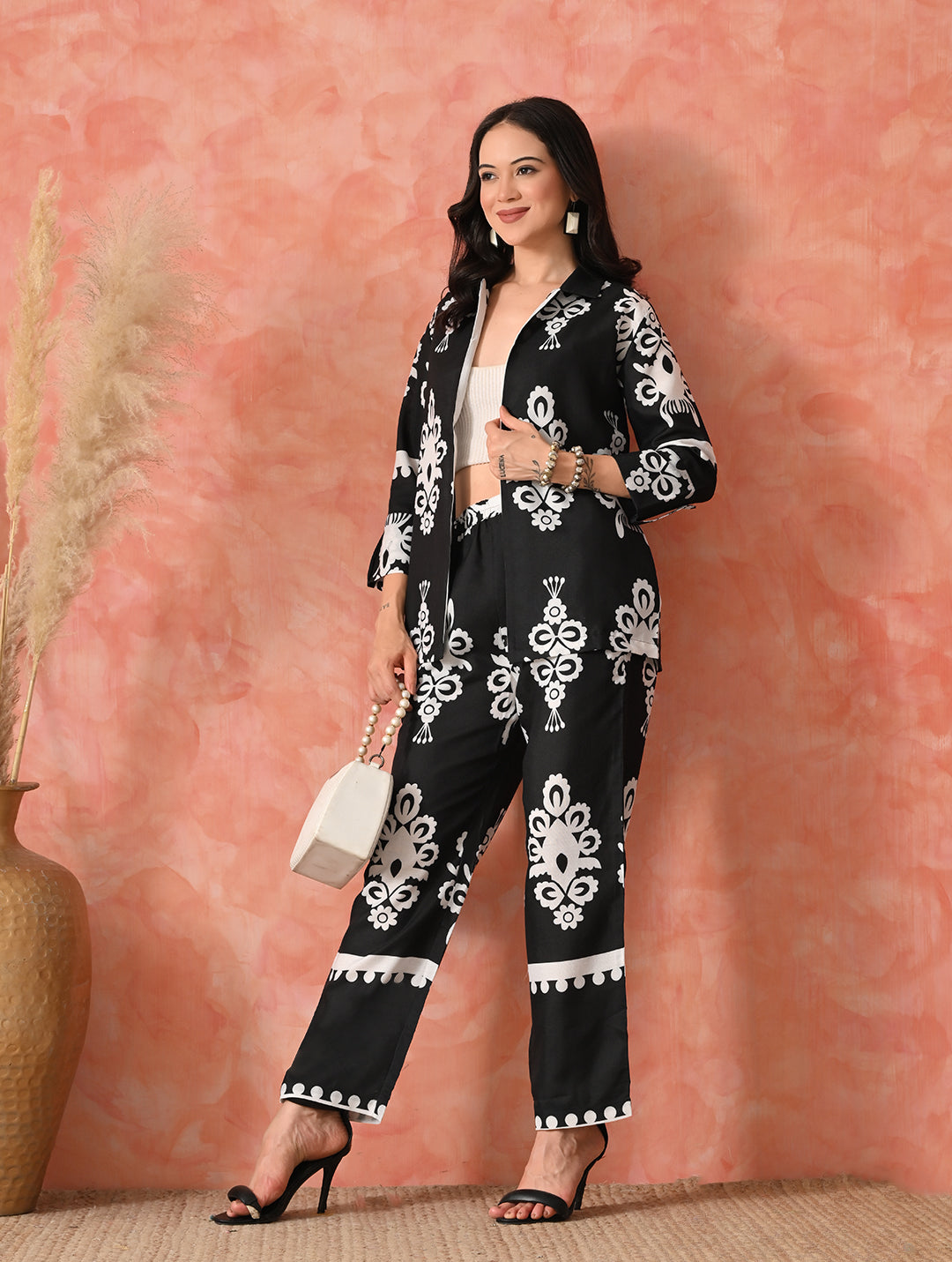 Azure Aura: Floral Fusion Co-ord Set