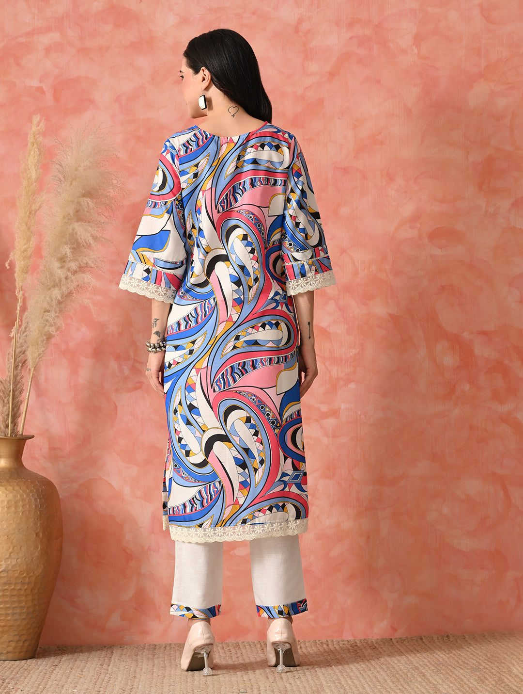 Crimson Bloom: Floral Fusion Kurta Set