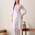Pink Sage Striped Chikankari Kurta Set