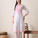 Pink Sage Striped Chikankari Kurta Set