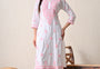 Pink Sage Striped Chikankari Kurta Set