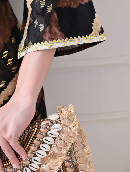 Sienna Geometric Printed Tunic Set with Gota Embroidery