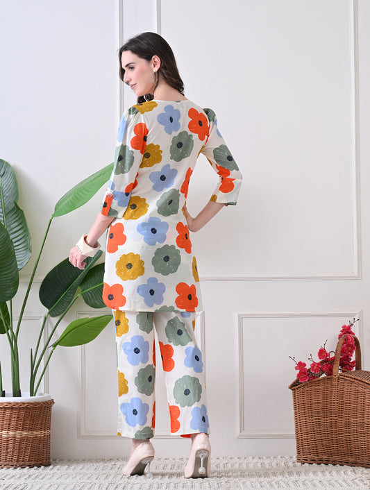 Midnight Mosaic Embroidered Tunic Set