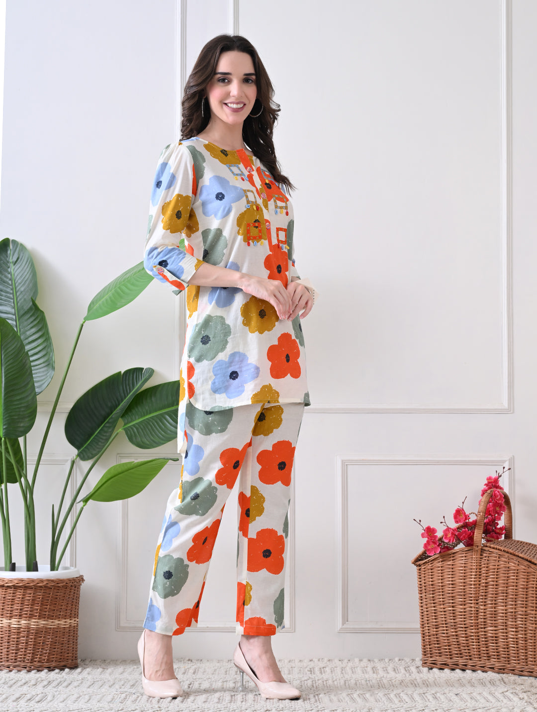 Midnight Mosaic Embroidered Tunic Set