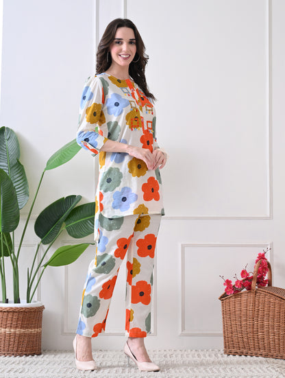 Midnight Mosaic Embroidered Tunic Set