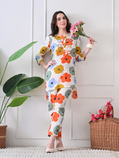 Midnight Mosaic Embroidered Tunic Set