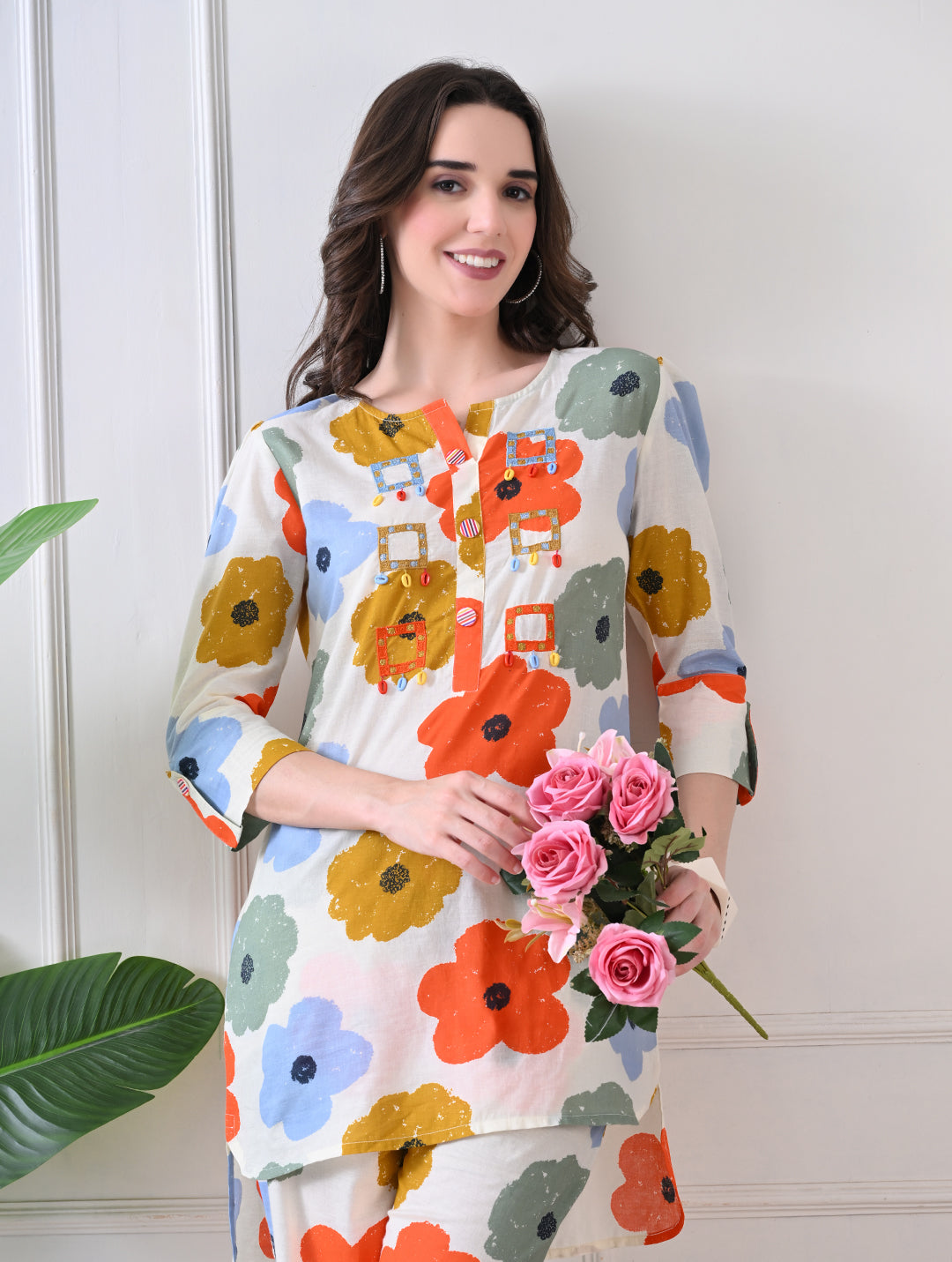 Midnight Mosaic Embroidered Tunic Set