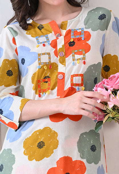 Midnight Mosaic Embroidered Tunic Set