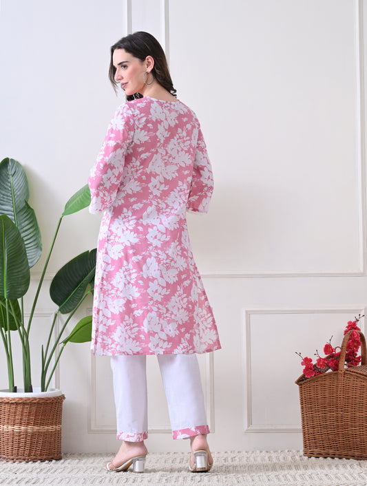 Sedona Geometric Silk-Blend Tunic Set with Gota Embroidery
