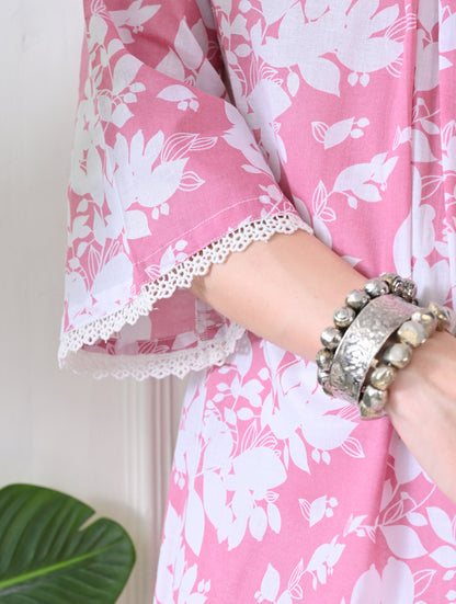 Sedona Geometric Silk-Blend Tunic Set with Gota Embroidery