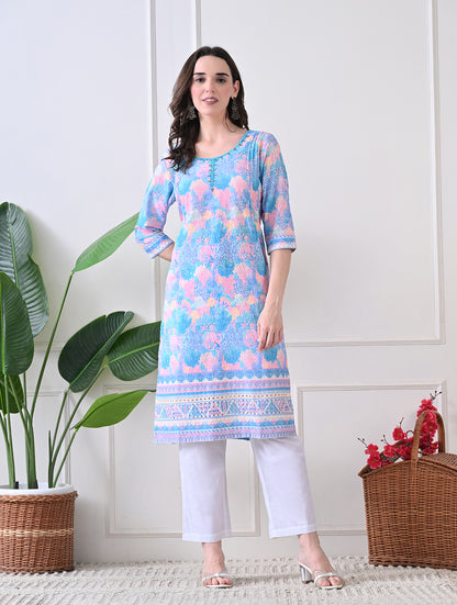 Cocoa Chevron Kurta Set with Gota Accents