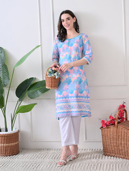 Cocoa Chevron Kurta Set with Gota Accents