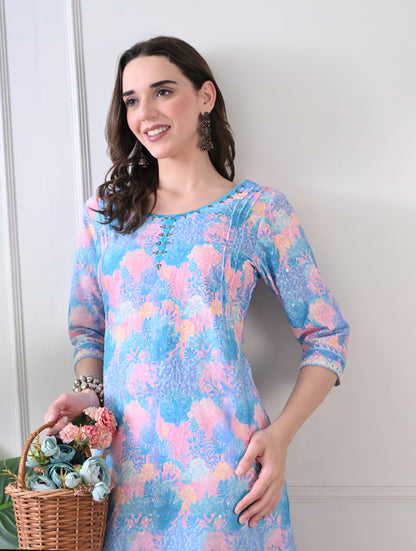 Cocoa Chevron Kurta Set with Gota Accents