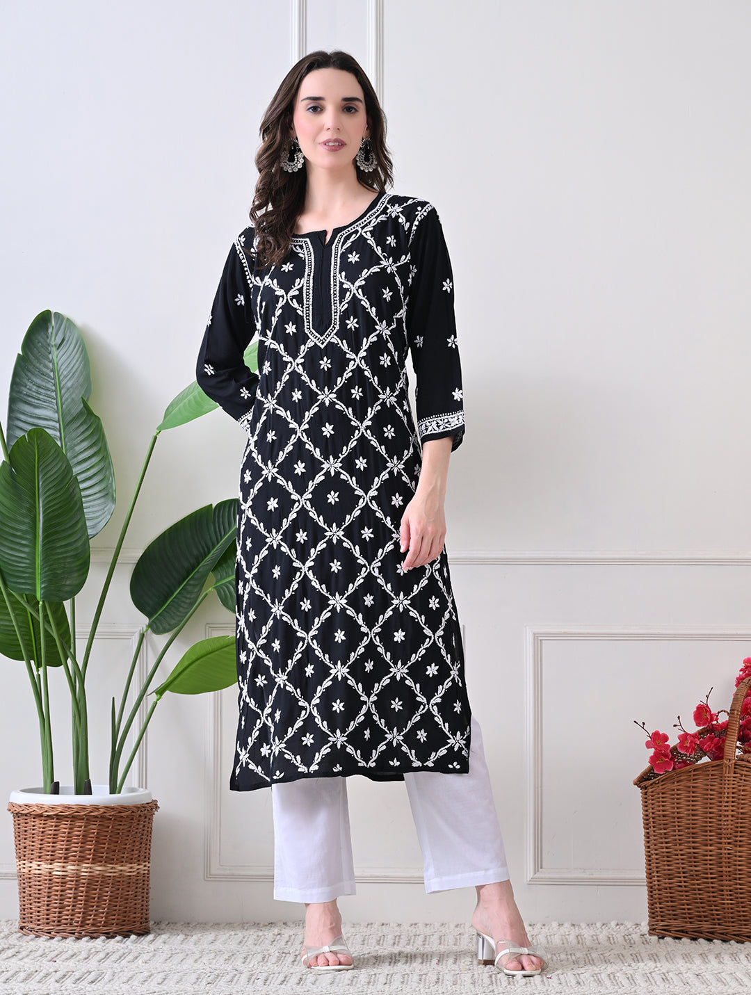 Midnight Bloom: Hand-Embroidered Kurta Set
