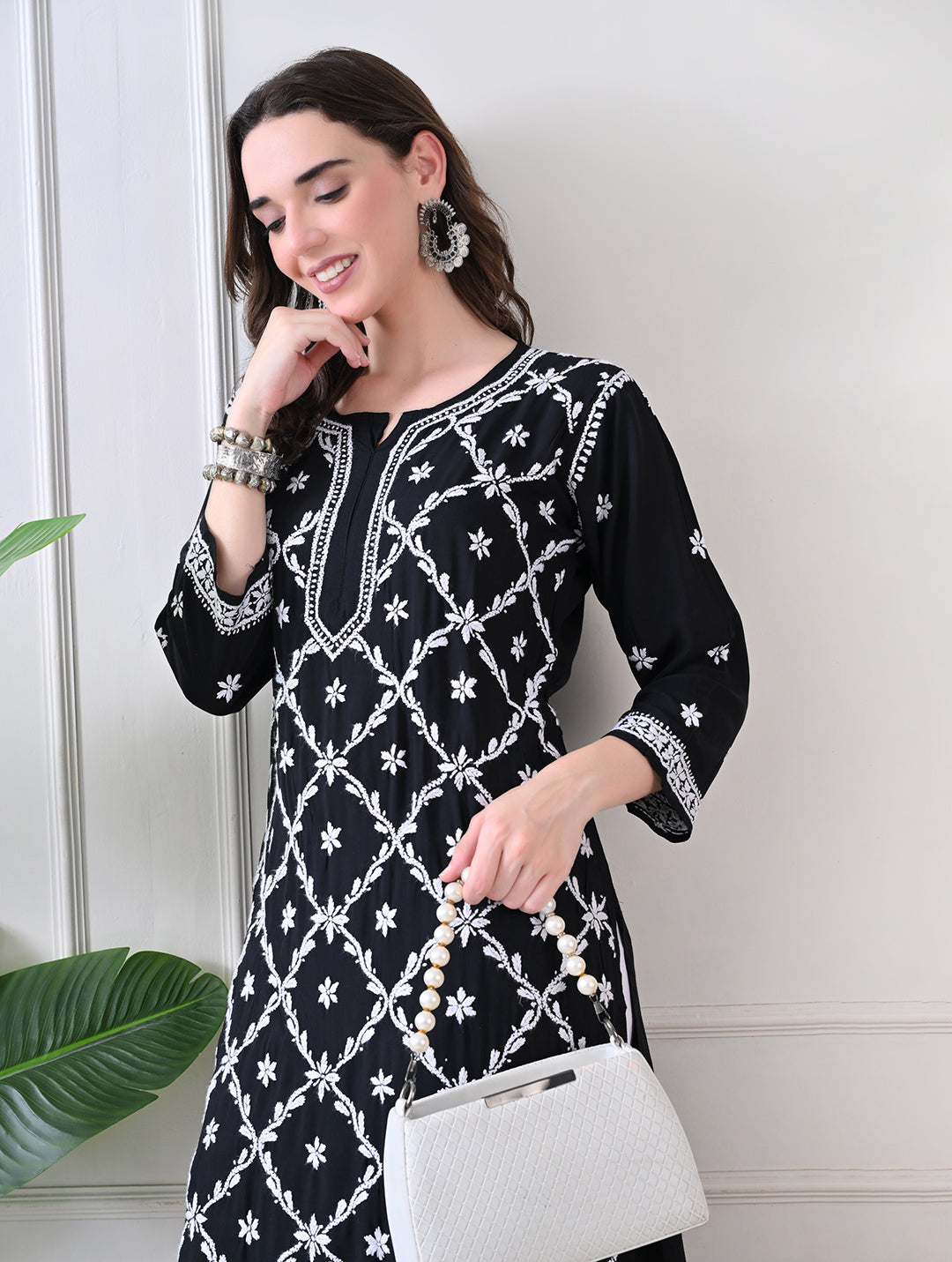 Midnight Bloom: Hand-Embroidered Kurta Set