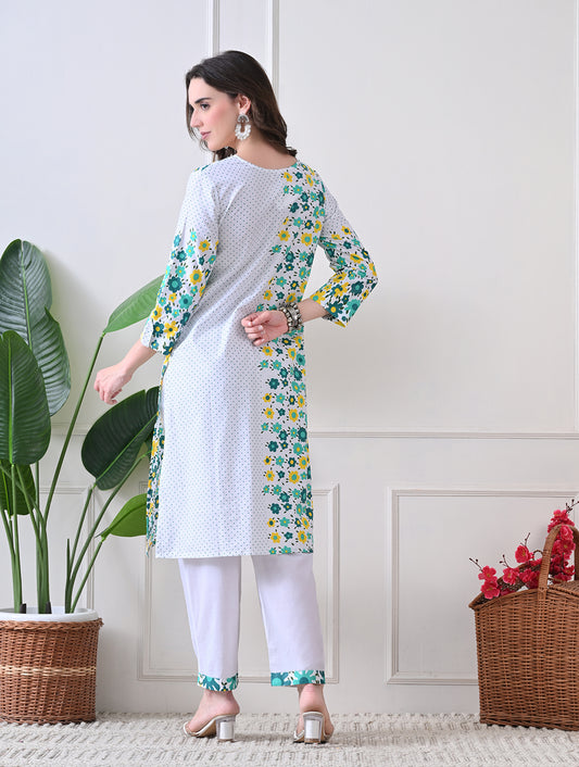 Marigold Mist: Dual-Print Floral Kurta Set
