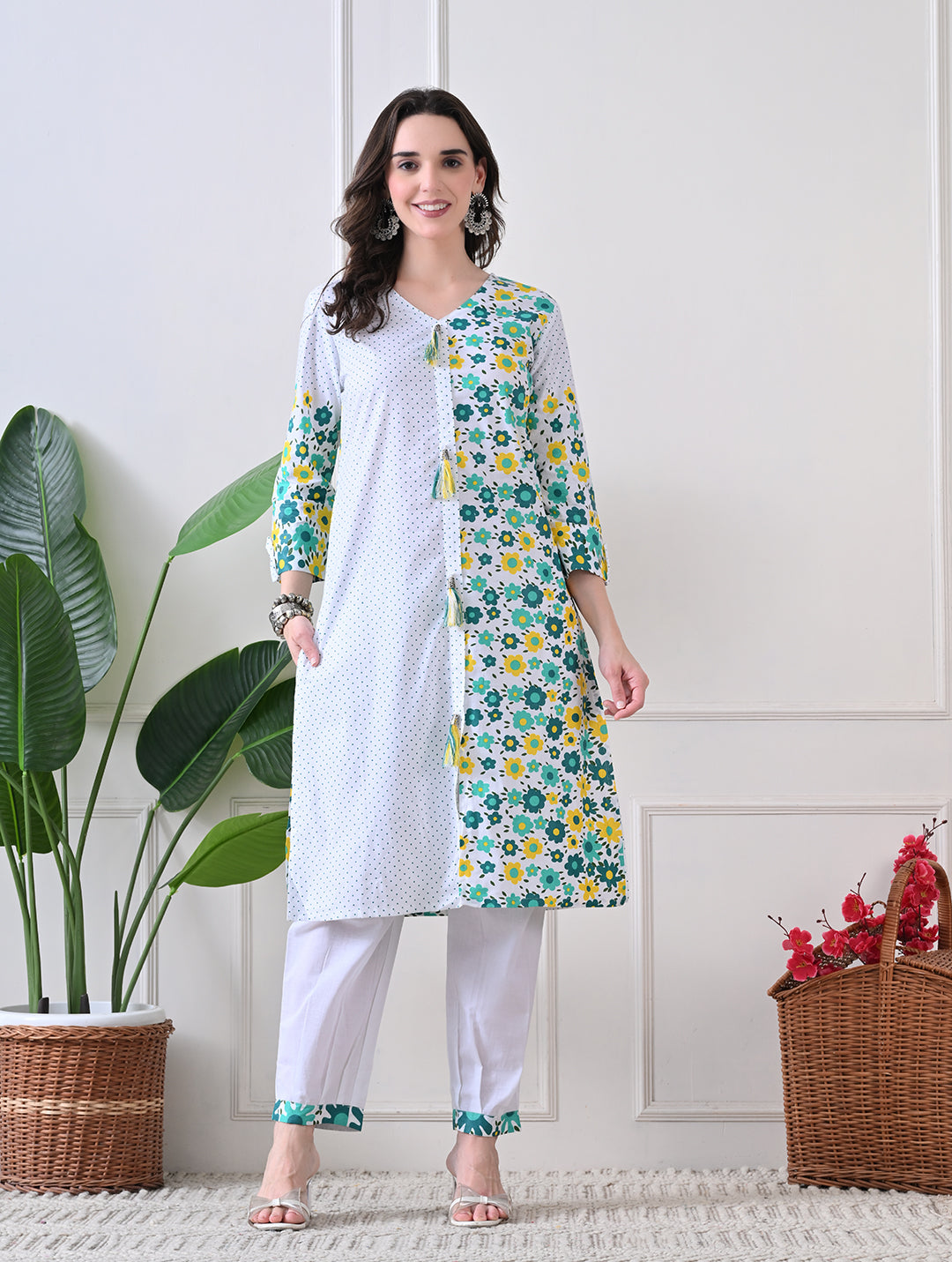 Marigold Mist: Dual-Print Floral Kurta Set