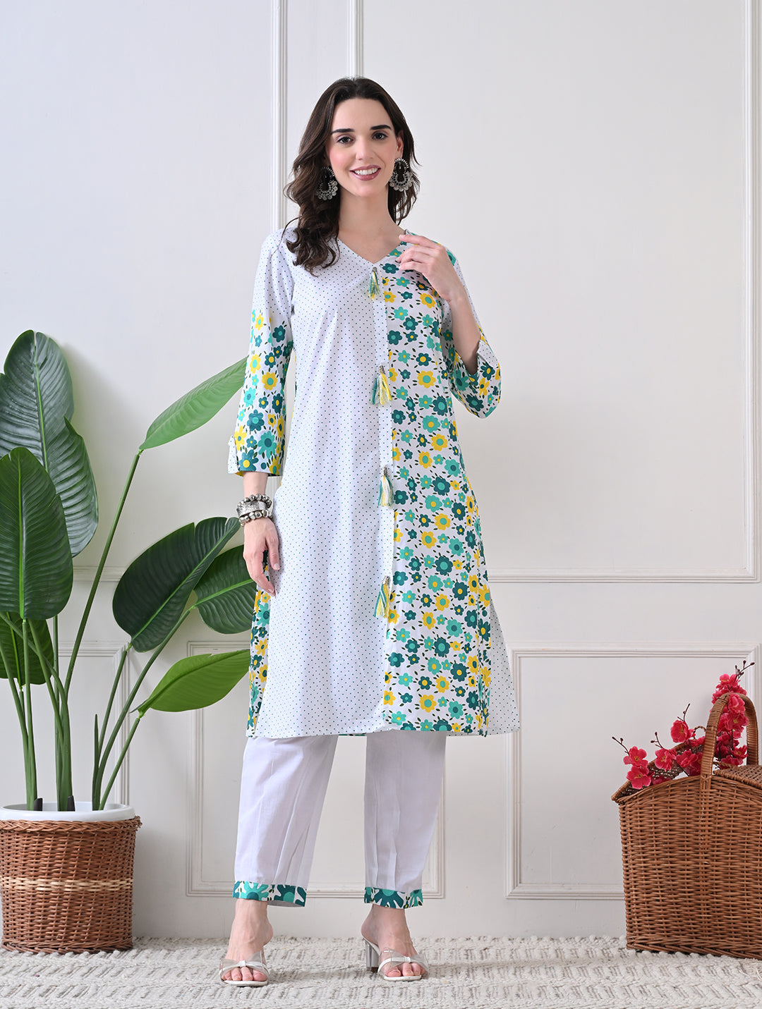 Marigold Mist: Dual-Print Floral Kurta Set