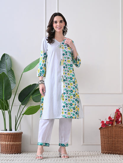 Marigold Mist: Dual-Print Floral Kurta Set