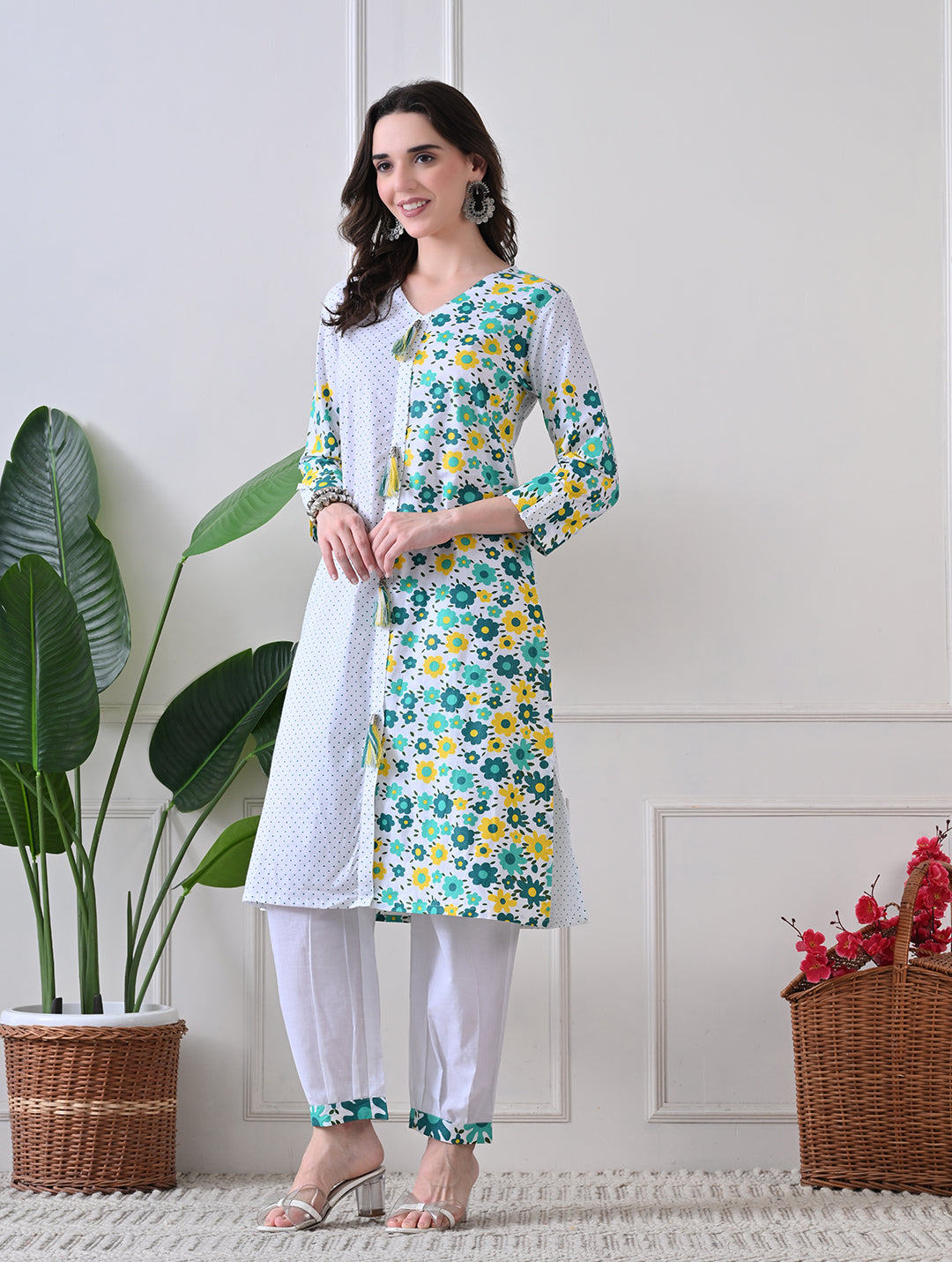 Marigold Mist: Dual-Print Floral Kurta Set