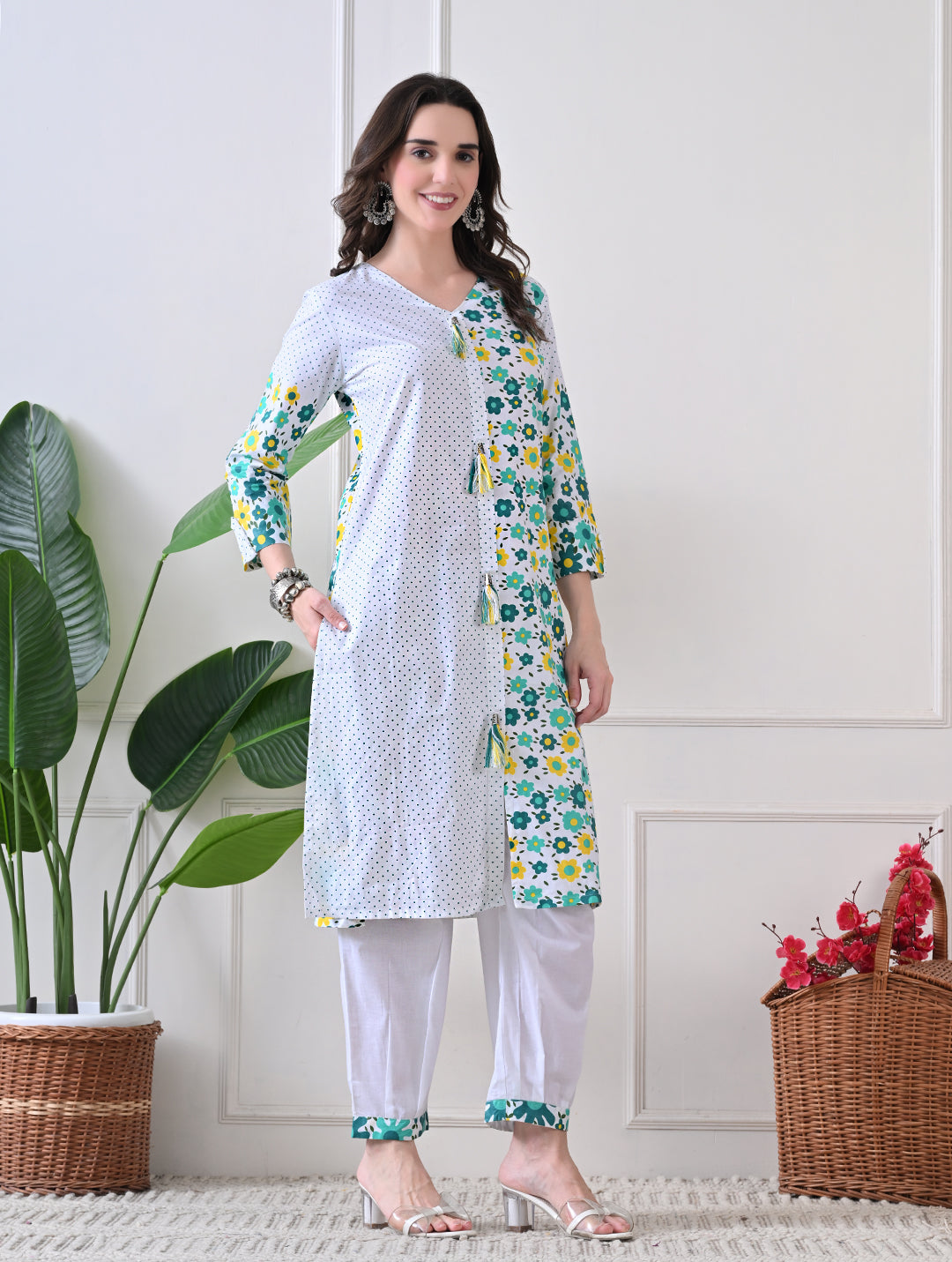 Marigold Mist: Dual-Print Floral Kurta Set